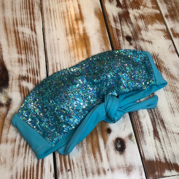 Victoria’s Secret Blue Sequined Bathing Suit Top S - Picture 3 of 9